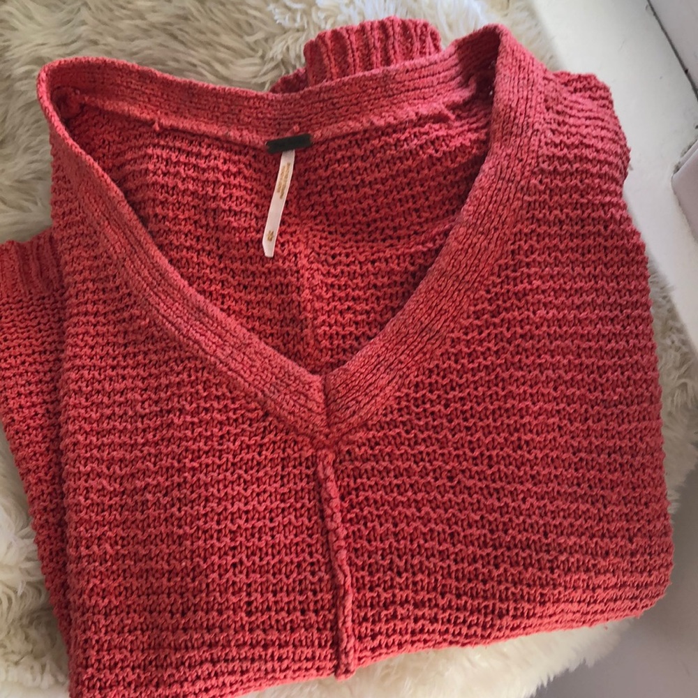 🦀 Free People orange relaxed fit sweater